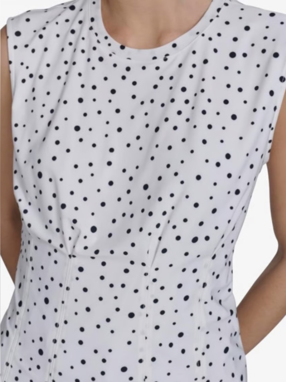 Tommy Hilfiger White Sleeveless Tank with Black Polka Dots NWT